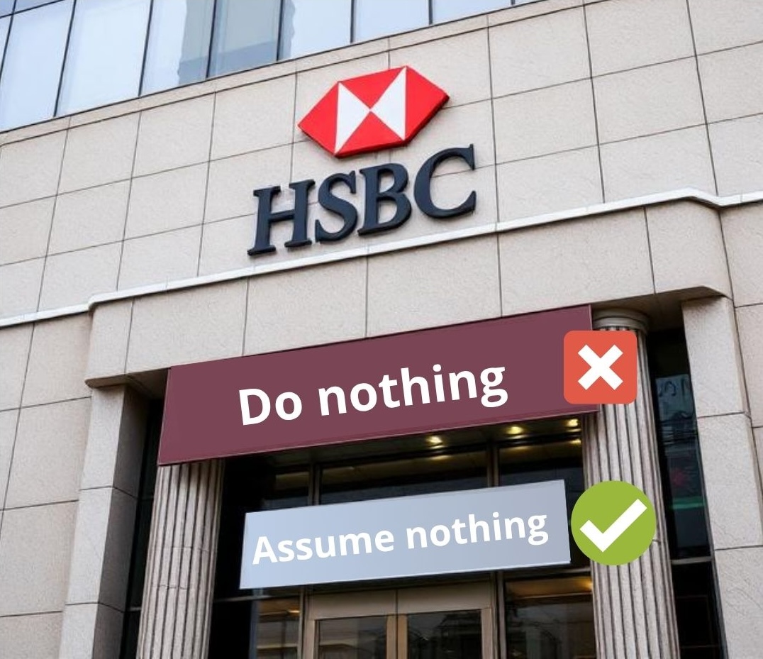 HSBC bank with a mistake in translation banner